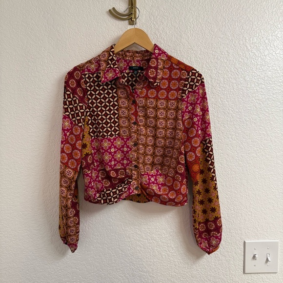 Drew Patchwork Floral Button Top Women's XS - Picture 1 of 4